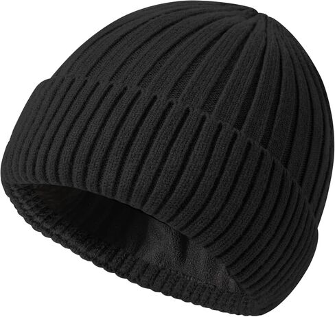 Winter Beanie Hat for Men Women,Fleece Lined Fisherman Beanies,Cold Weather Thick Warm Knit Cuffed Skull Cap in Saudi Arabia