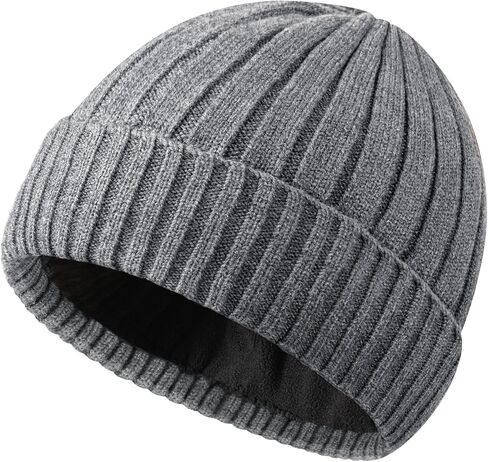 Winter Beanie Hat for Men Women,Fleece Lined Fisherman Beanies,Cold Weather Thick Warm Knit Cuffed Skull Cap in Saudi Arabia