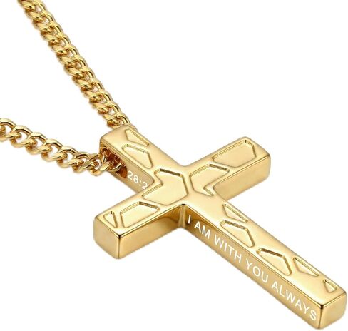 18K Gold Cross Necklace for Men Gold Soccer/Football/Basketball/Baseball Cross Pendant with Bible Verses Religious Sports Jewelry Christian Gift(with Gift Box) in Kuwait