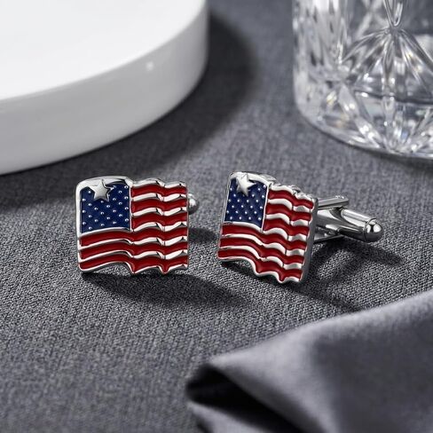 American Flag Cufflinks 925 Sterling Sliver Cuff Links Mens Business Wedding Jewelry Gifts for Men in Kuwait