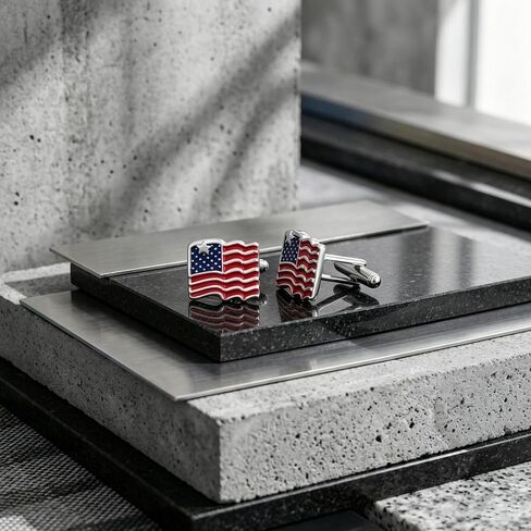 American Flag Cufflinks 925 Sterling Sliver Cuff Links Mens Business Wedding Jewelry Gifts for Men in Kuwait