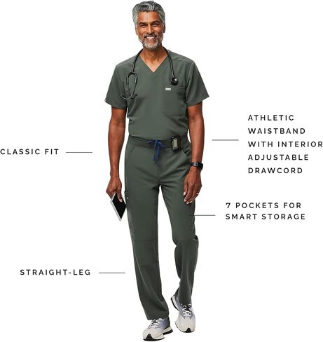 FIGS Axim Cargo Scrub Pants for Men – Moss, L in Kuwait