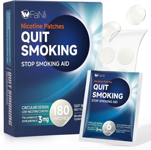 180 Count - Nicotine Patches 3mg (The Same Principle as Nicotine lozenges and Nicotine Gum), Nicotine Replacement Therapy, Reduces Withdrawal Symptoms in Saudi Arabia