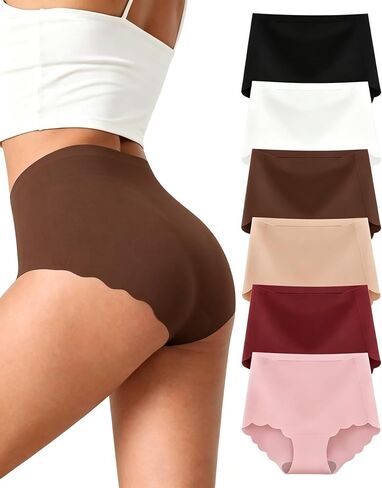 High Waisted Underwear for Women Seamless No Show Panties Tummy Control Full Coverage Breathable Stretch Briefs 6 Pack in Saudi Arabia
