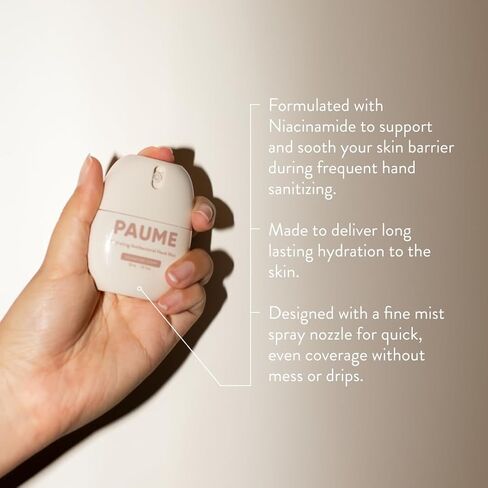 PAUME Antibacterial Hand Mist Spray, Fine Mist Cleansing Spray with Niacinamide & Aloe, Cedar Citrus Rosemary Lavender Essential Oil Scent, Refillable, 1 oz in Saudi Arabia
