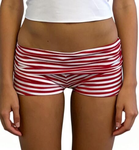 Seyurigaoka Women's Fold Over Shorts Y2K Micro Mini Shorts Low Waisted Yoga Pajama Bottoms Summer Going Out in Kuwait