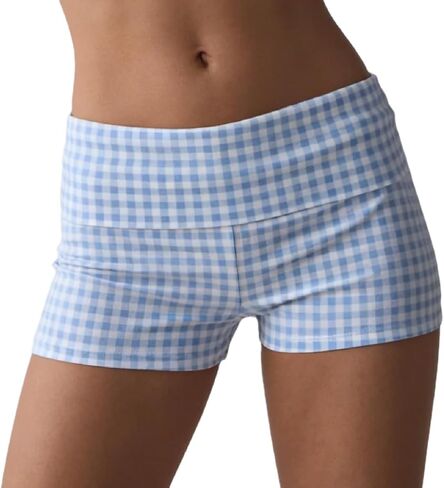 Seyurigaoka Women's Fold Over Shorts Y2K Micro Mini Shorts Low Waisted Yoga Pajama Bottoms Summer Going Out in Kuwait