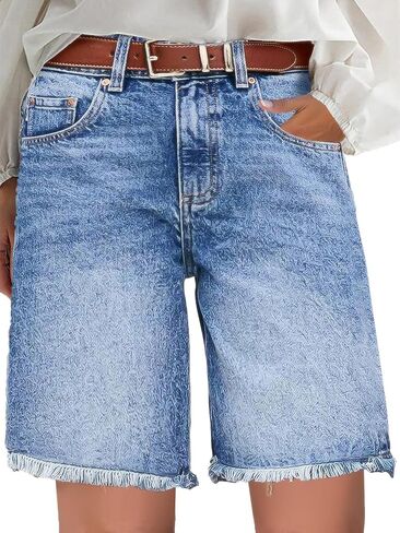Flamingals Women's Raw Hen High Weist Bermuda Shorts Shorts Summer Sirts in Kuwait