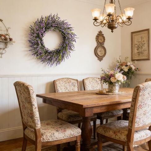 FJAKA 22'' Summer Wreaths for Front Door, Artificial Eucalyptus Leaves with Lavender Wreath for Home, Farmhouse Wall Decor, Indoor & Outdoor, Spring, Fall, All Seasons in Saudi Arabia