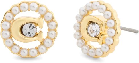 COACH Jewelry Women's Signature C Pearl Stud Earrings in Kuwait