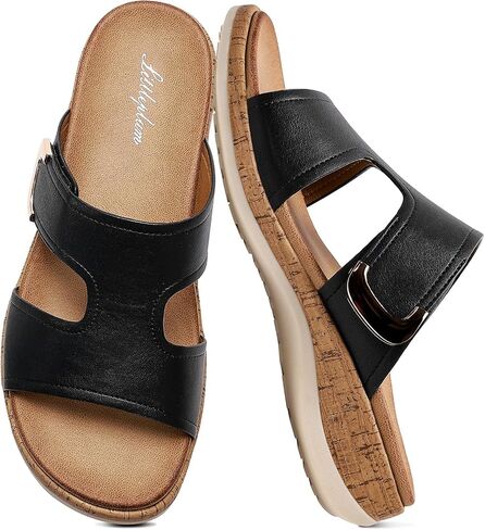 Littleplum Womens Sandals Arch Support Slides – Comfortable Flat Sandals for Women, Summer Breathable Flip-flops Walking Shoes for Beach,Travel in Saudi Arabia