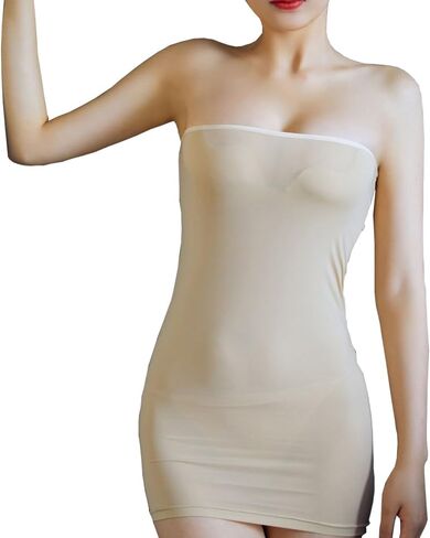 Women's One Piece Strapless Mini Dress Mesh Sheer Bodycon Dress Nightclub Skirt in Saudi Arabia