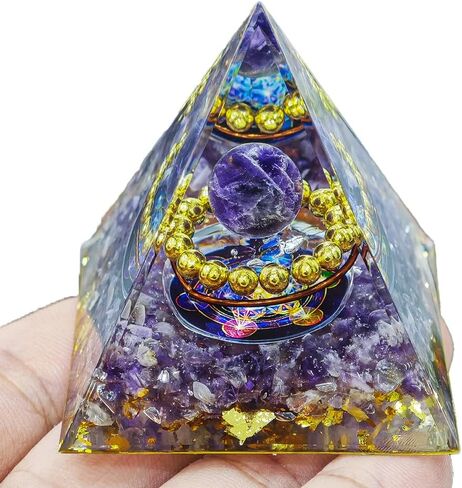 Natural Mineral Crystal Pyramid Energy Healing Meditation Aid Feng Shui Protection Home Decor Versatile Gift Option(2inch Pyramid Amethyst) in Saudi Arabia