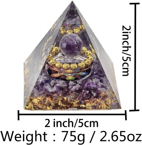 Natural Mineral Crystal Pyramid Energy Healing Meditation Aid Feng Shui Protection Home Decor Versatile Gift Option(2inch Pyramid Amethyst) in Saudi Arabia