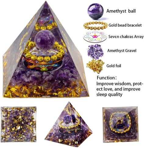 Natural Mineral Crystal Pyramid Energy Healing Meditation Aid Feng Shui Protection Home Decor Versatile Gift Option(2inch Pyramid Amethyst) in Saudi Arabia