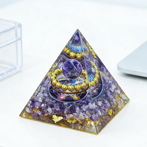 Natural Mineral Crystal Pyramid Energy Healing Meditation Aid Feng Shui Protection Home Decor Versatile Gift Option(2inch Pyramid Amethyst) in Saudi Arabia
