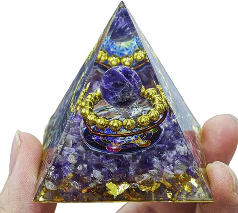 Natural Mineral Crystal Pyramid Energy Healing Meditation Aid Feng Shui Protection Home Decor Versatile Gift Option(2inch Pyramid Amethyst) in Saudi Arabia