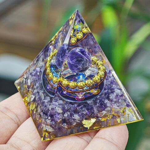 Natural Mineral Crystal Pyramid Energy Healing Meditation Aid Feng Shui Protection Home Decor Versatile Gift Option(2inch Pyramid Amethyst) in Saudi Arabia