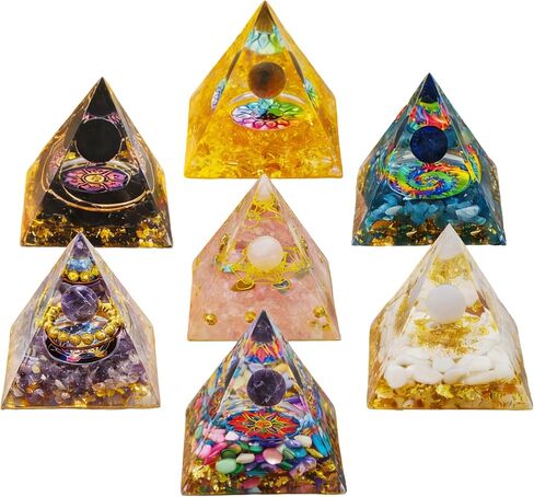 Natural Mineral Crystal Pyramid Energy Healing Meditation Aid Feng Shui Protection Home Decor Versatile Gift Option(2inch Pyramid Amethyst) in Saudi Arabia