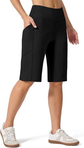 Willit Women's Bermuda Long Shorts 12" Knee Length High Waisted Lightweight Stretch Summer Casual Workout Shorts with Pockets in Kuwait