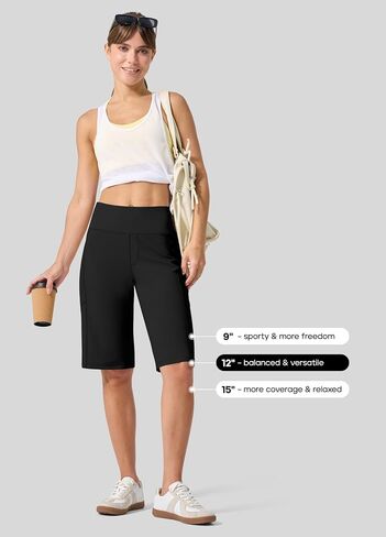 Willit Women's Bermuda Long Shorts 12" Knee Length High Waisted Lightweight Stretch Summer Casual Workout Shorts with Pockets in Kuwait