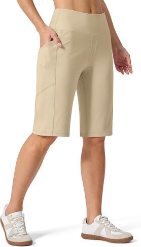Willit Women's Bermuda Long Shorts 12" Knee Length High Waisted Lightweight Stretch Summer Casual Workout Shorts with Pockets in Kuwait