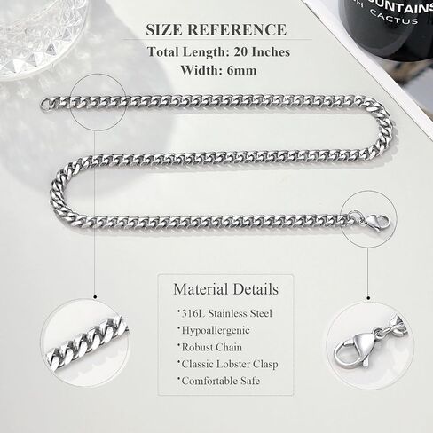 PINKDODO Stainless Steel Graduation Necklace Mens Cuban Link Chain 5th 8th High School Graduation Gifts for Boys Men in Kuwait