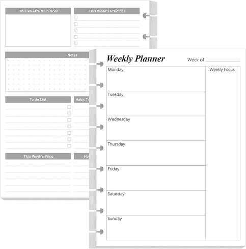 (3-Pack) Classic Size Discbound Daily Planner Refill Paper, 9-Disc Discbound Pre-punched Happy Planners Insert, 300Sheets/600Pages To Do List Planner Refill, 100gsm White Paper, 7" x 9.25" in Kuwait