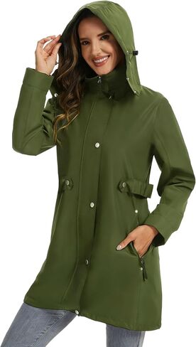HALO RAIN Women's Long Raincoat Waterproof Lightweight Hooded Rain Jacket Trench Coat Windbreaker for Outdoor in Saudi Arabia