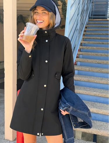 HALO RAIN Women's Long Raincoat Waterproof Lightweight Hooded Rain Jacket Trench Coat Windbreaker for Outdoor in Kuwait