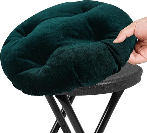 COOZMENT 2 Pack Bar Stool Seat Cushion, Round Stool Cushion Covers Pads - One-Piece Design with Elastic Skirt (13"x13", Dark Green) in Saudi Arabia