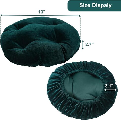COOZMENT 2 Pack Bar Stool Seat Cushion, Round Stool Cushion Covers Pads - One-Piece Design with Elastic Skirt (13"x13", Dark Green) in Saudi Arabia