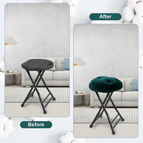 COOZMENT 2 Pack Bar Stool Seat Cushion, Round Stool Cushion Covers Pads - One-Piece Design with Elastic Skirt (13"x13", Dark Green) in Saudi Arabia