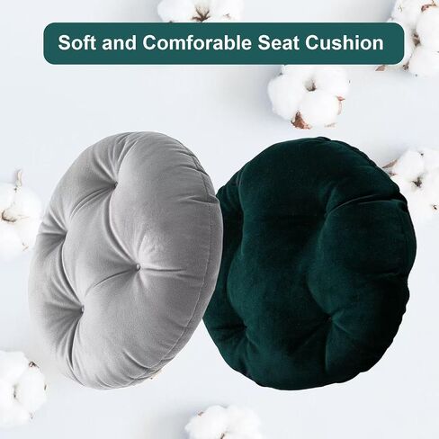 COOZMENT 2 Pack Bar Stool Seat Cushion, Round Stool Cushion Covers Pads - One-Piece Design with Elastic Skirt (13"x13", Dark Green) in Saudi Arabia