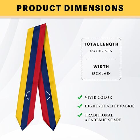 Venezuela Flag Graduation Stole Graduation Sash Scarf for International Student Abroad Adult Unisex in Saudi Arabia