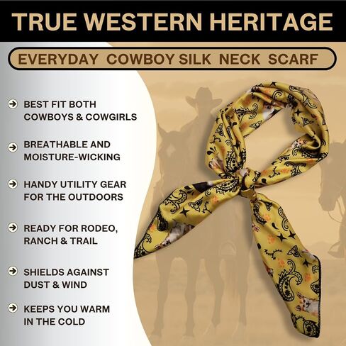 Wild Rag Silk Scarf 36 inch Western Cowboy Bandana Square Silky Wild Rags,Gold Corgi Tribal Scarves in Saudi Arabia
