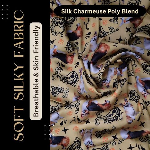 Wild Rag Silk Scarf 36 inch Western Cowboy Bandana Square Silky Wild Rags,Gold Corgi Tribal Scarves in Saudi Arabia