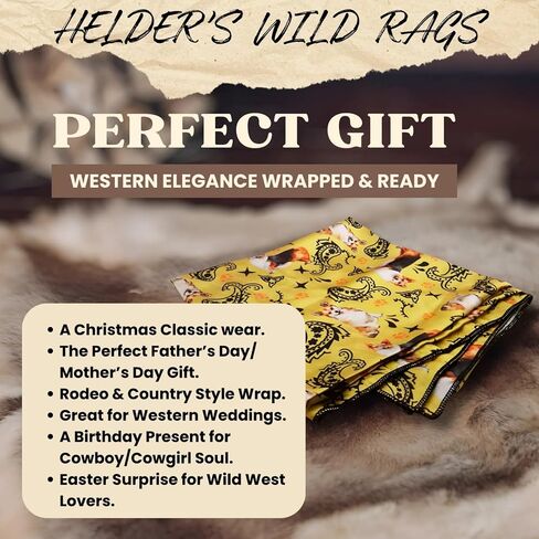 Wild Rag Silk Scarf 36 inch Western Cowboy Bandana Square Silky Wild Rags,Gold Corgi Tribal Scarves in Saudi Arabia