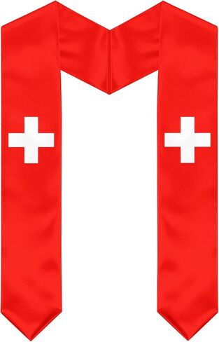 Switzerland Flag Graduation Stole, Switzerland Graduation Sash Scarf for Study Aboard International Students in Kuwait