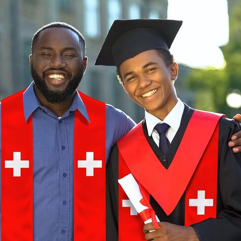 Switzerland Flag Graduation Stole, Switzerland Graduation Sash Scarf for Study Aboard International Students in Kuwait