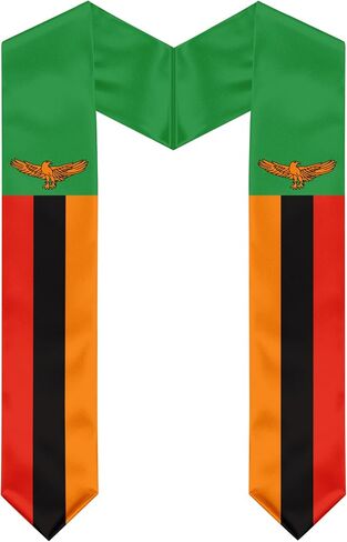Zambia Flag Graduation Stole, Zambia Graduation Sash Scarf for Study Aboard International Students in Kuwait