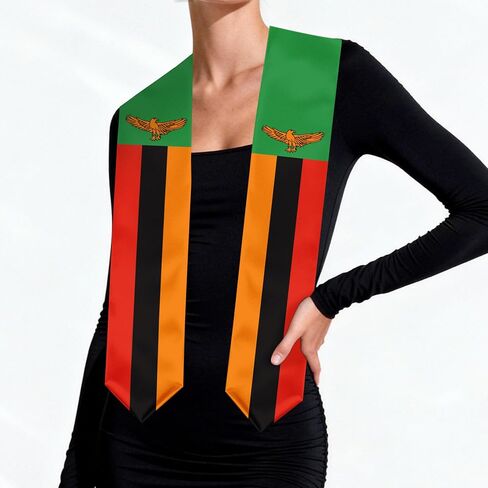 Zambia Flag Graduation Stole, Zambia Graduation Sash Scarf for Study Aboard International Students in Kuwait