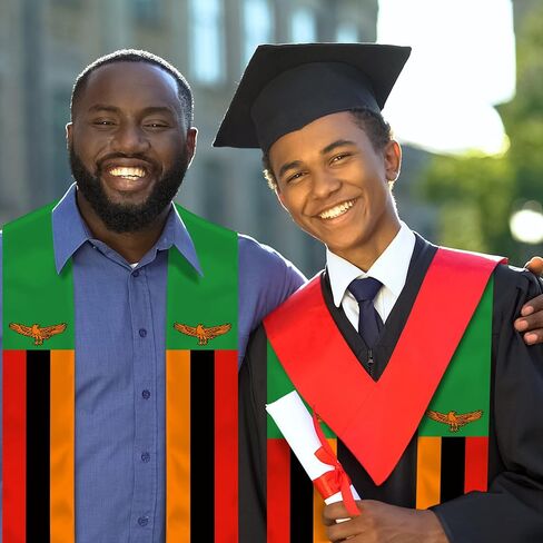 Zambia Flag Graduation Stole, Zambia Graduation Sash Scarf for Study Aboard International Students in Kuwait
