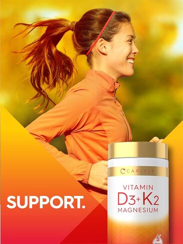 Carlyle Vitamin D3 K2 | 5000 IU D3 & 100 mcg Vitamin K2 (MK7) | 120 Capsules | with Magnesium and Zinc | Vegetarian, Non-GMO, Gluten Free Supplement in Kuwait