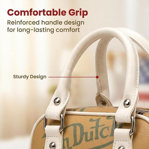 Satchel Handbag for Women, Vintage Logo Print Design, Faux Leather in Kuwait