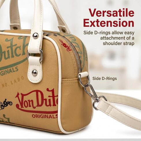 Satchel Handbag for Women, Vintage Logo Print Design, Faux Leather in Saudi Arabia