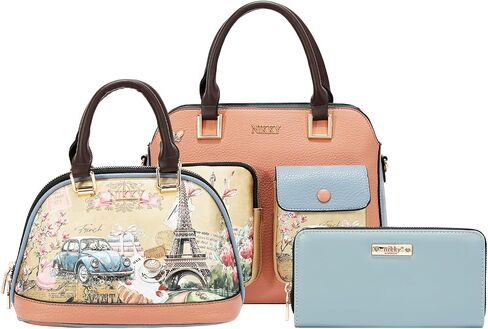 Nicole Lee Nikky Bag 3-Piece Satchel, Crossbody, and Wallet Set in Chasing Dreams, Eco-Leather, Zip and Magnetic Clasp Closure (CHASING DREAMS) in Saudi Arabia