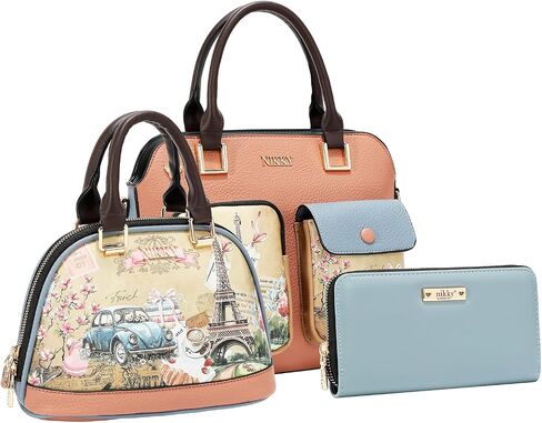 Nicole Lee Nikky Bag 3-Piece Satchel, Crossbody, and Wallet Set in Chasing Dreams, Eco-Leather, Zip and Magnetic Clasp Closure (CHASING DREAMS) in Saudi Arabia