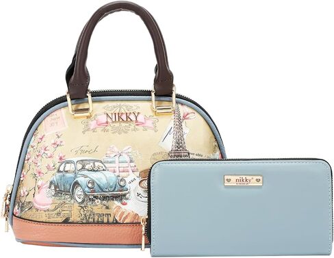 Nicole Lee Nikky Bag 3-Piece Satchel, Crossbody, and Wallet Set in Chasing Dreams, Eco-Leather, Zip and Magnetic Clasp Closure (CHASING DREAMS) in Saudi Arabia