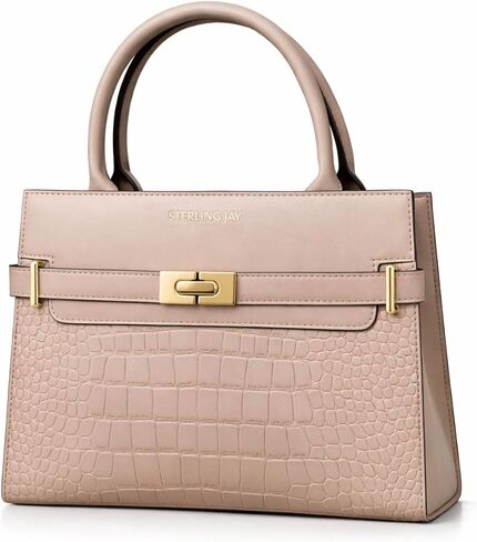 Women’s Croc Embossed Satchel Handbag – Structured Top Handle Purse with Crossbody Strap, Vegan Leather Bag, Luxury Work Tote in Saudi Arabia